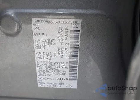 2018 Nissan Rogue Sv из США, поврежденный, VIN 5N1AT2MV4JC704176